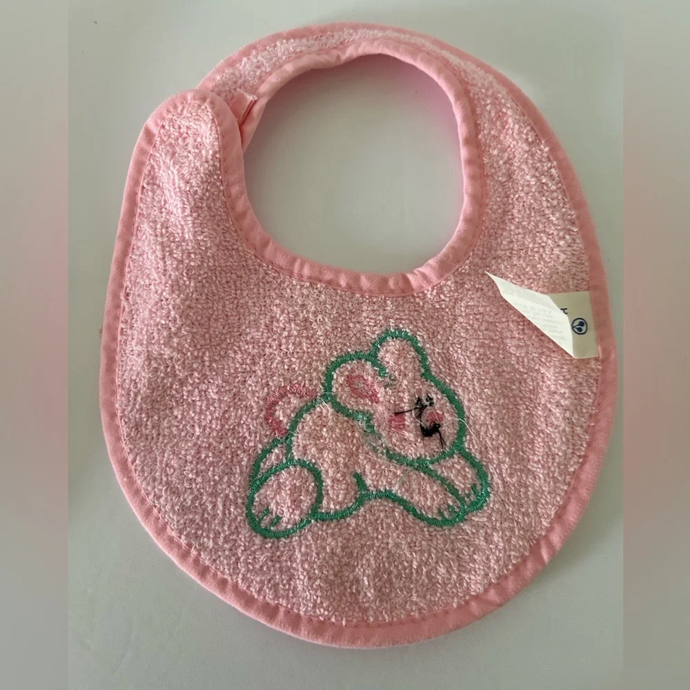 🦋 5/$25 - Hamco Baby Bib and Burp Cloth Set Embroidered Bunny Vintage 90’s